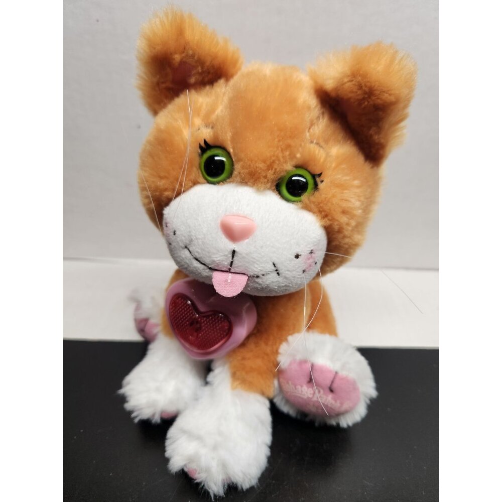 CPK Plush Cat With Pink Heart Speaker & Green Eyes Signed By Xavier Roberts